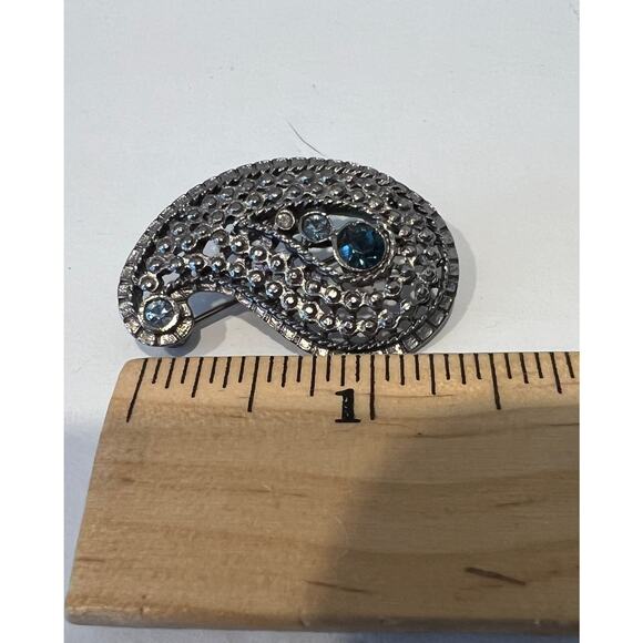 NWOT Crystal Paisley Clear and Blue Rhinestones - Picture 5 of 7
